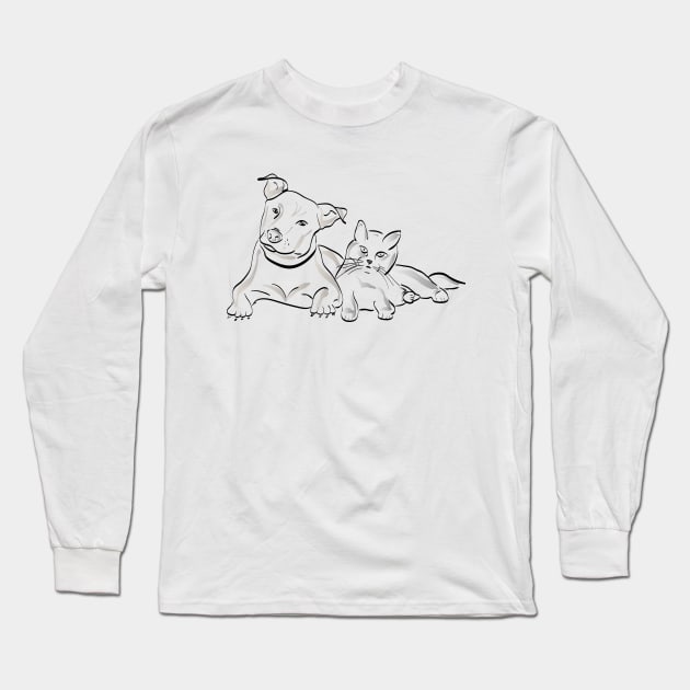 Dog & Cat Long Sleeve T-Shirt by EmaUness1art